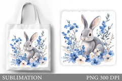 Cute Bunny Tote Bag Design. Bunny Sublimation Product Image 1
