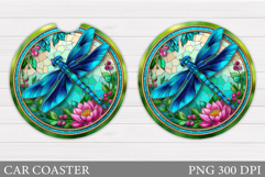 Dragonfly Car Coaster. Dragonfly Sublimation Product Image 1