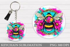 Bee Keychain Design. Bee Flowers Sublimation Product Image 1