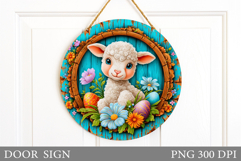 Easter Lamb Door Sign Design. Easter Door Sign Sublimation Product Image 1