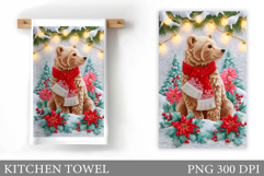 Christmas Bear Kitchen Towel. Christmas Kitchen Towel Design Product Image 1