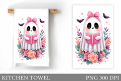 Cute Ghost Kitchen Towel Design. Cute Ghost Sublimation Product Image 1