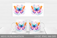 Butterfly Mug Sublimation. Butterfly Flowers Mug Design Product Image 1