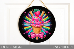 Ice Cream Door Sign Design. Summer Door Sign Sublimation Product Image 1