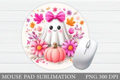 Cute Ghost Mouse Pad Sublimation. Halloween Mouse Pad Design Product Image 1
