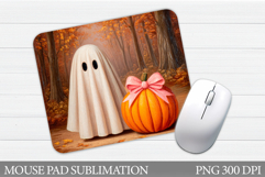 Cute Ghost Mouse Pad Design. Halloween Mouse Pad Sublimation Product Image 1