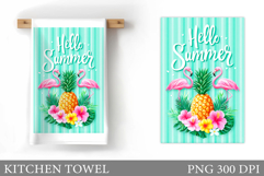 Flamingo Kitchen Towel Design. Summer Flamingo Sublimation Product Image 1