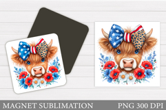 Patriotic Cow Magnet Design. Patriotic Magnet Sublimation Product Image 1