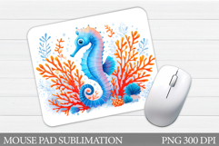 Seahorse Mouse Pad Sublimation. Sea Mouse Pad Design Product Image 1
