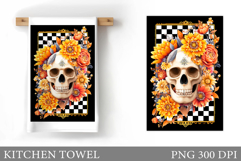 Skull Kitchen Towel Design. Halloween Kitchen Towel Product Image 1