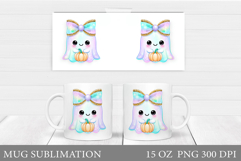 Cute Ghost Mug Sublimation. Halloween Mug Design Product Image 1
