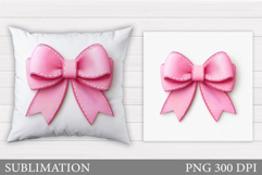 Pink Bow Pillow Design. Pink Bow Sublimation Product Image 1