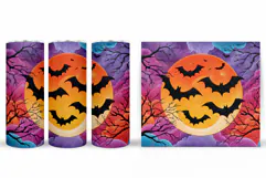 Halloween Bat Tumbler Design. Bat Silhouette Tumbler Wrap Product Image 2