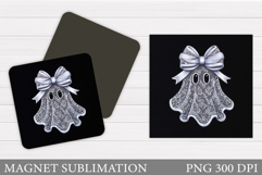 Cute Ghost Magnet Design. Halloween Magnet Sublimation Product Image 1