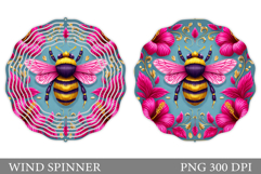 Bee Wind Spinner Sublimation. Flowers Wind Spinner Design Product Image 1