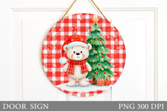 Christmas Bear Door Sign. Christmas Door Sign Sublimation Product Image 1