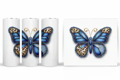 Denim Butterfly Tumbler Design. Denim Butterfly Sublimation Product Image 2