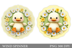 Cute Duck Wind Spinner. Duck Flowers Wind Spinner Design Product Image 1