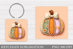 Patchwork Pumpkin Keychain. Pumpkin Keychain Sublimation Product Image 1