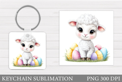 Easter Lamb Keychain Sublimation. Easter Keychain Design Product Image 1