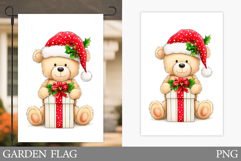 Christmas Bear Garden Flag. Christmas Garden Flag Design Product Image 1
