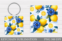 Lemons Keychain Design. Lemons Keychain Sublimation Product Image 1