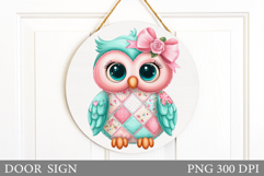 Cute Owl Door Sign Design. Cute Owl Sublimation Product Image 1