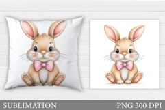 Cute Bunny Pillow Design. Cute Bunny Sublimation Product Image 1