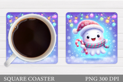 Christmas Ghost Coaster. Christmas Coaster Sublimation Product Image 1