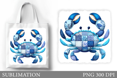 Patchwork Crab Tote Bag Design. Patchwork Crab Sublimation Product Image 1