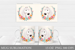 Horse Mug Wrap Sublimation. Horse Flowers Mug Design Product Image 1