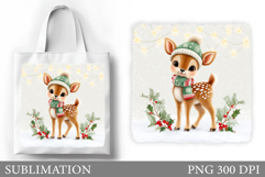 Christmas Deer Tote Bag. Christmas Tote Bag Design Product Image 1