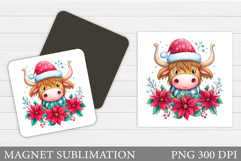 Christmas Cow Magnet. Christmas Magnet Sublimation Product Image 1