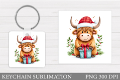 Christmas Cow Keychain. Christmas Keychain Design Product Image 1