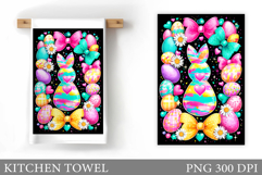Easter Bunny Kitchen Towel. Bunny Kitchen Towel Sublimation Product Image 1