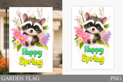 Cute Raccoon Garden Flag. Spring Garden Flag Design Product Image 1