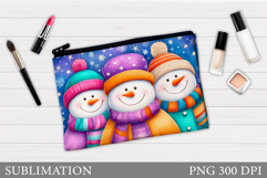 Snowman Cosmetics Bag. Christmas Makeup Bag Sublimation Product Image 1