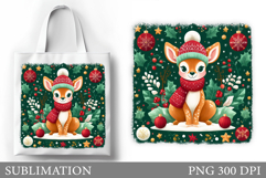 Christmas Deer Tote Bag. Christmas Tote Bag Sublimation Product Image 1