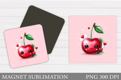 Cute Cherry Magnet Design. Cute Berries Magnet Sublimation Product Image 1