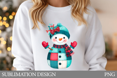 Patchwork Snowman T-Shirt. Patchwork Snowman Sublimation Product Image 1