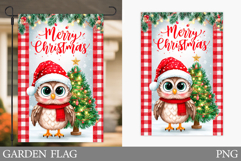 Christmas Owl Garden Flag. Christmas Garden Flag Sublimation Product Image 1