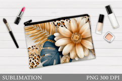Flowers Makeup Bag Design. Floral Makeup Pouch Sublimation Product Image 1