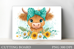 Cute Cow Cutting Board Design. Cow Flowers Cutting Board Product Image 1
