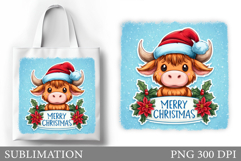 Christmas Cow Tote Bag. Christmas Tote Bag Sublimation Product Image 1