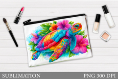 Turtle Cosmetics Bag Design. Sea Turtle Makeup Pouch Product Image 1
