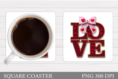 Love Coaster Sublimation. Valentines Coaster Design Product Image 1
