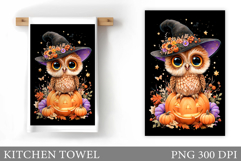Halloween Owl Kitchen Towel. Halloween Sublimation Product Image 1