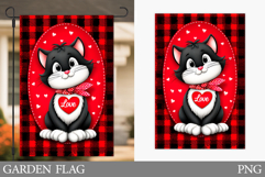Valentines Cat Garden Flag. Valentines Garden Flag Design Product Image 1
