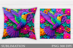 Hummingbird Pillow Design. Hummingbird Sublimation Product Image 1