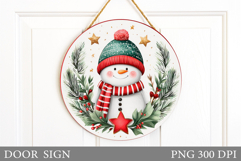 Cute Snowman Door Sign Design. Christmas Sublimation Product Image 1